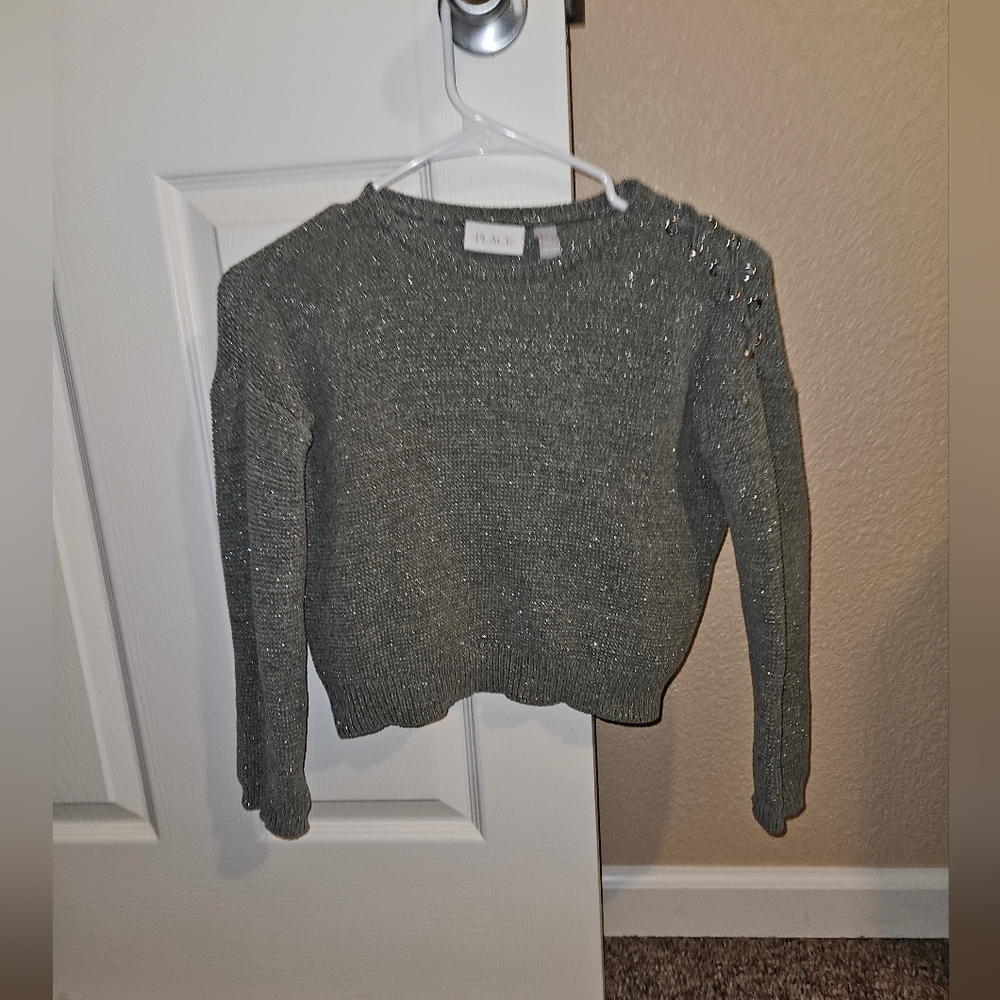 7/8 children's place sage color sparkly girls sweater